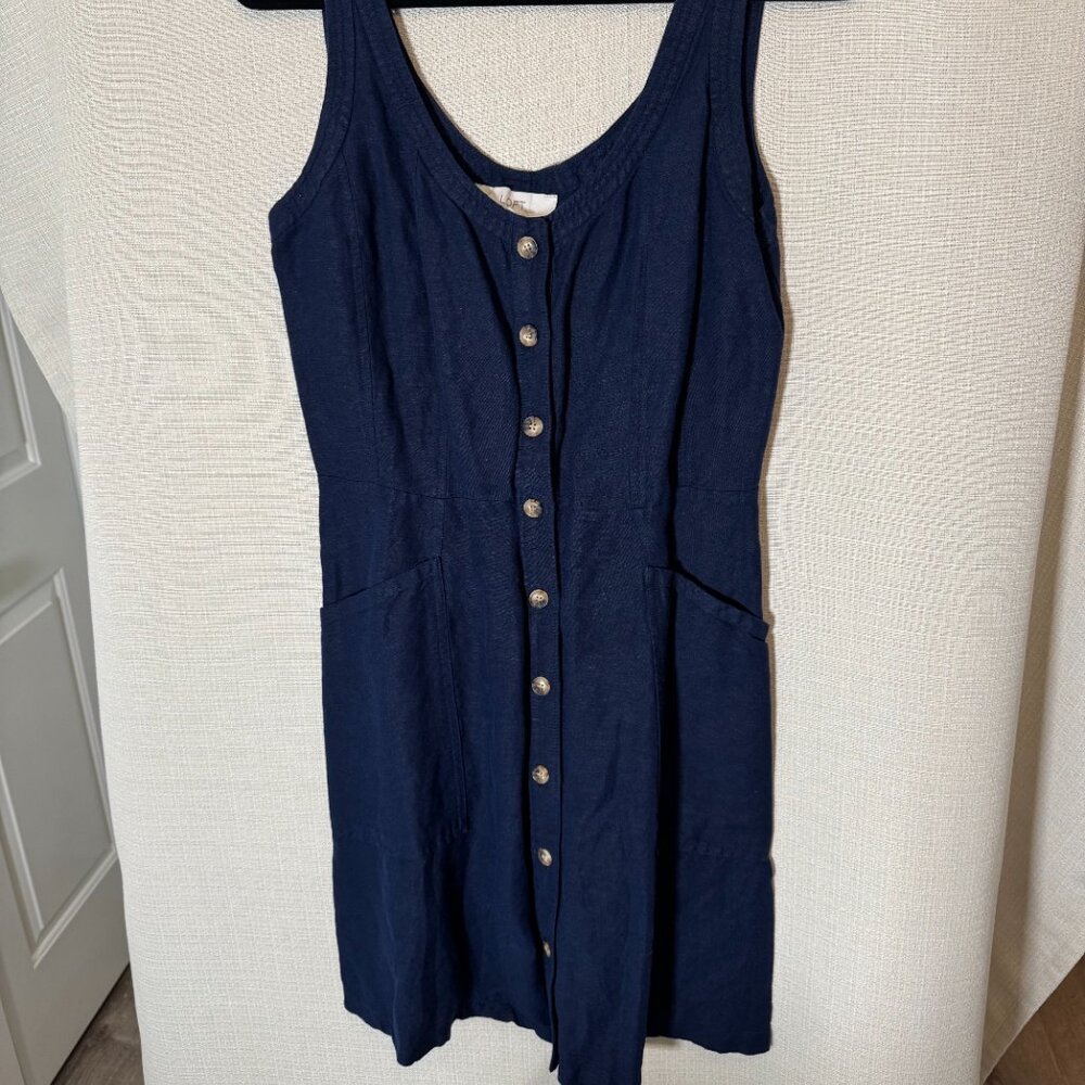 Tall Linen Blend Scoop Neck Mini Pocket Dress